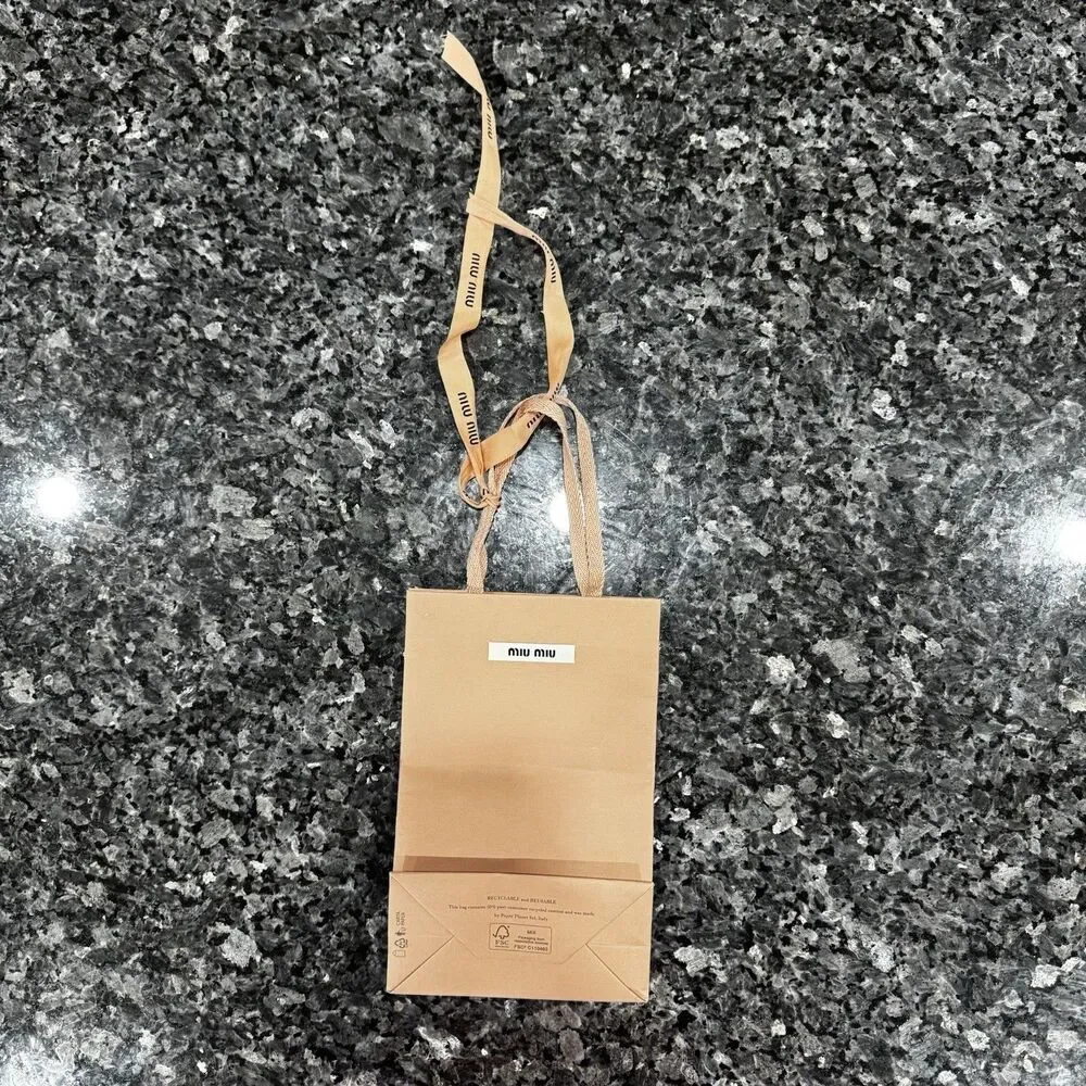 Miu Miu Shopping Tote Ribbon Pink Empty Paper Gift Bag 10 x 6.5 x 3.5